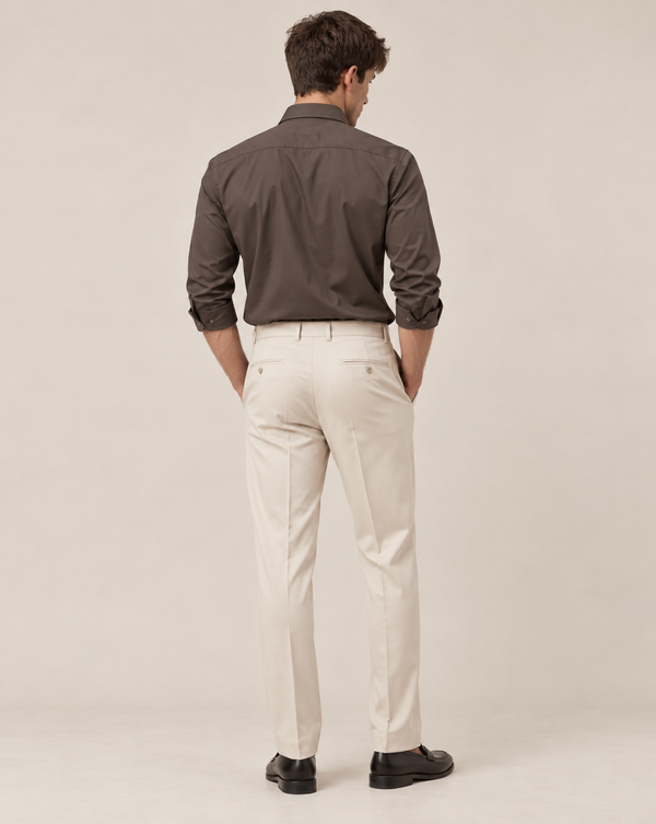 Ilyzly Charcoal Brown Classic Satin Plain Formal Shirt