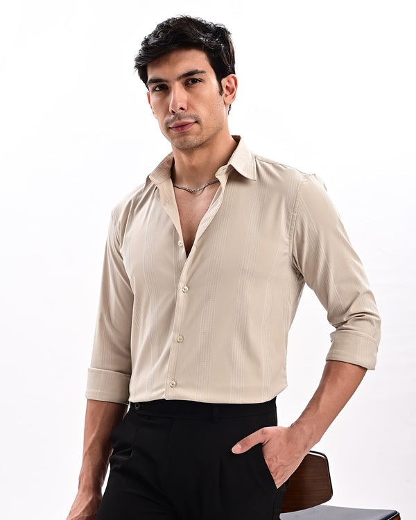 Ilyzly Monaco Pinstripe Cream Shirt