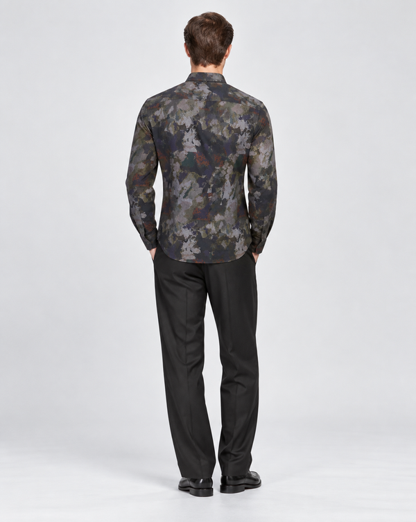 Ilyzly Abstract Charcoal Blue Print Shirt