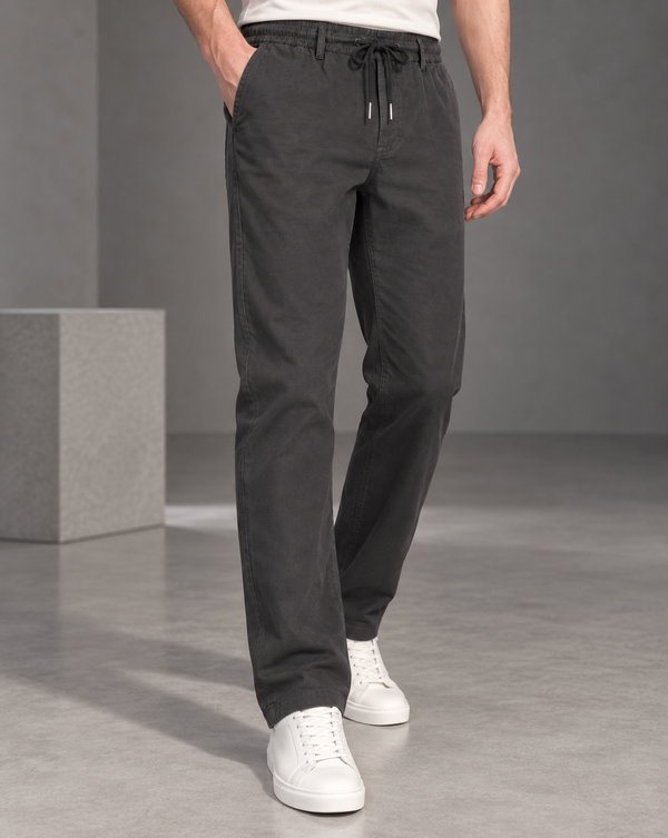 Ilyzly Grey Relaxed Tapered Drawstring Trousers