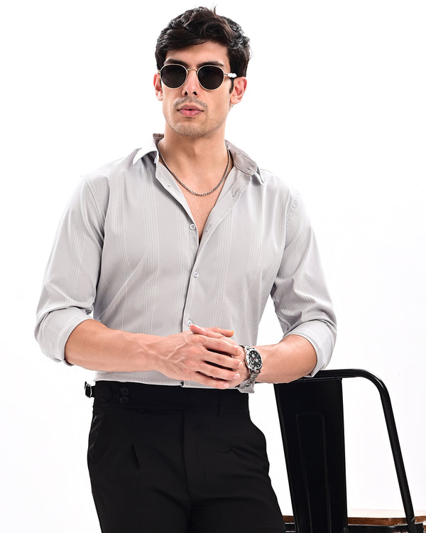 Ilyzly Monaco Pinstripe Grey Shirt