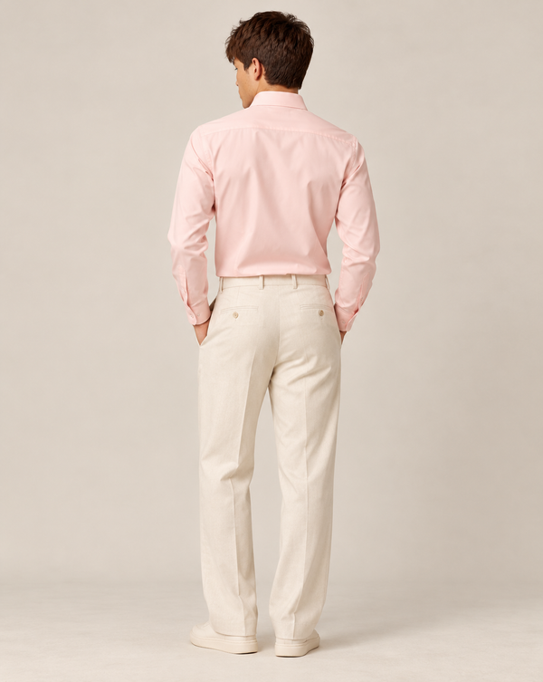 Ilyzly Pink Classic Satin Plain Formal Shirt