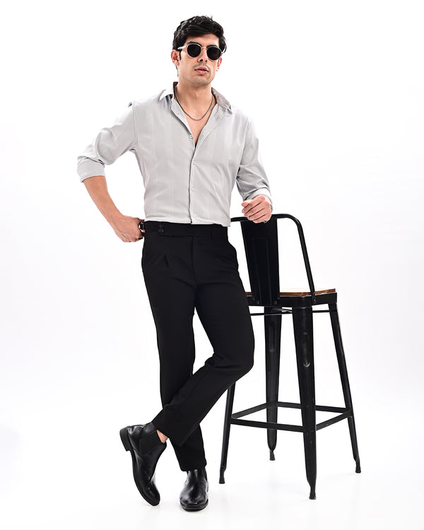 Ilyzly Monaco Pinstripe Grey Shirt