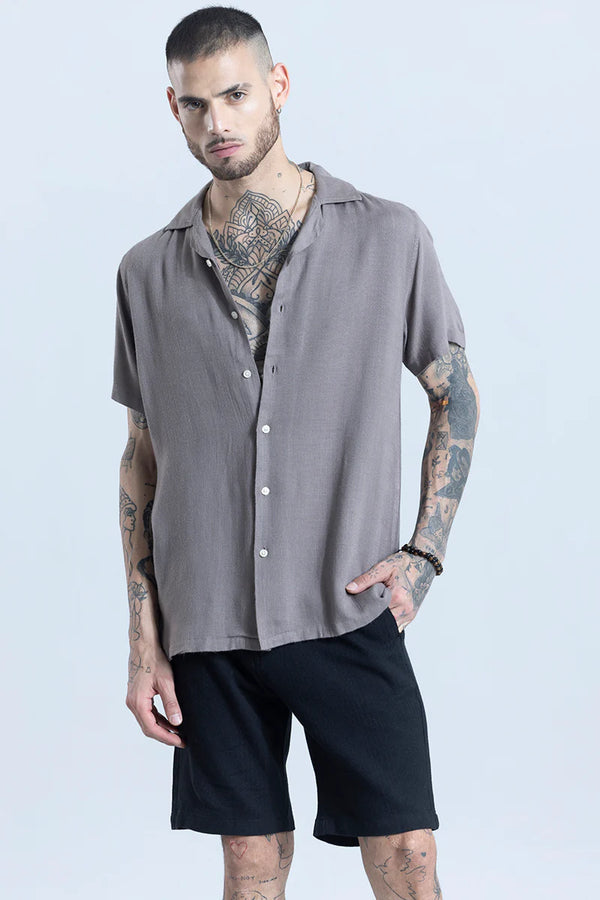 Blissfull linen blend slate grey shirt
