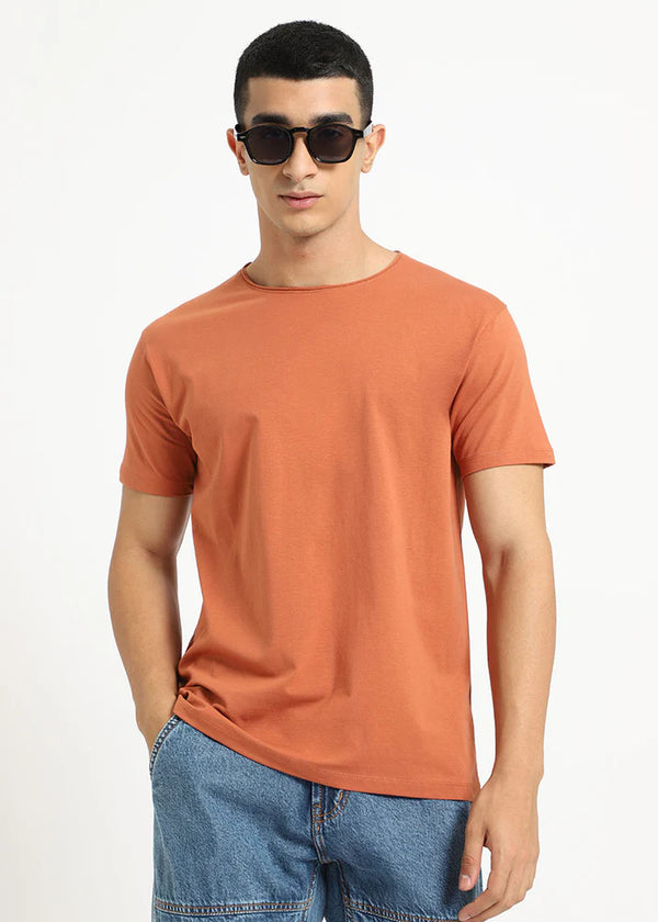 orange crew neck t-shirt