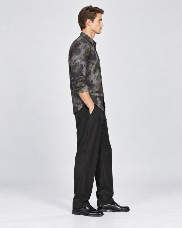 Ilyzly Abstract Charcoal Blue Print Shirt