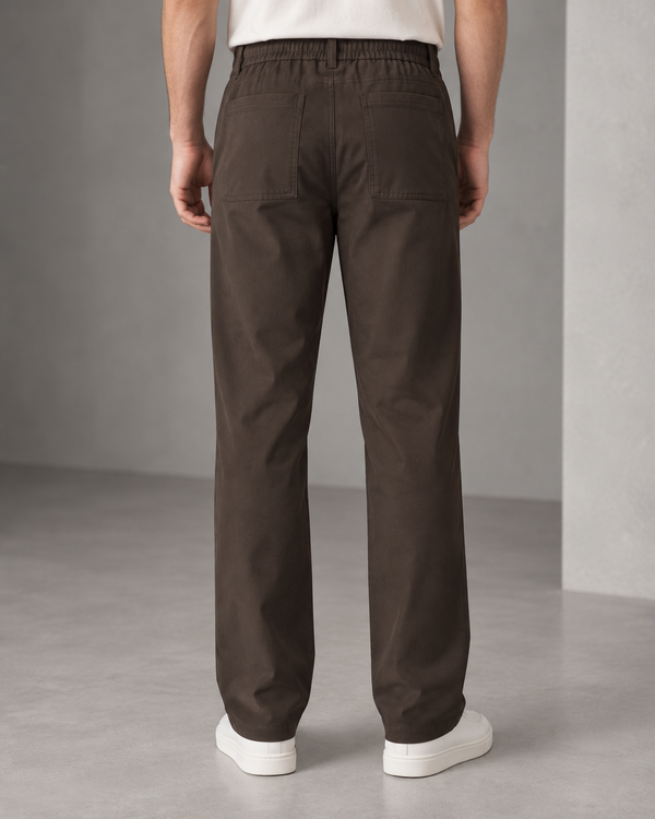 Ilyzly Coffee Brown Relaxed Tapered Drawstring Trousers