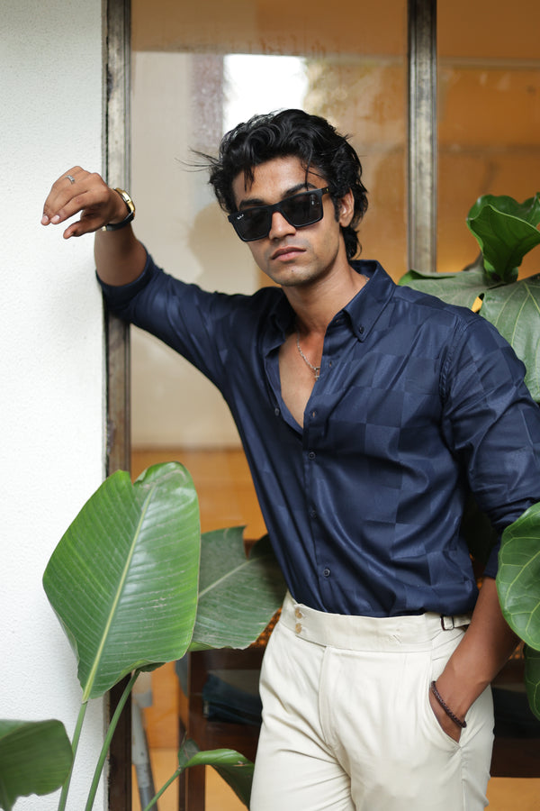 Blue Satin Check's Shirt