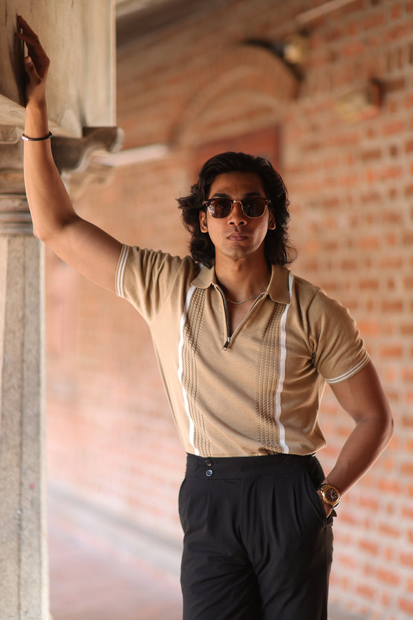 Light Brown old money Polo T-Shirt