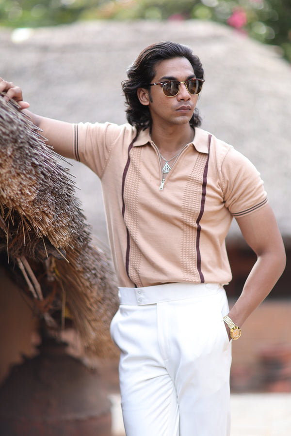Beige old money Polo T-Shirt