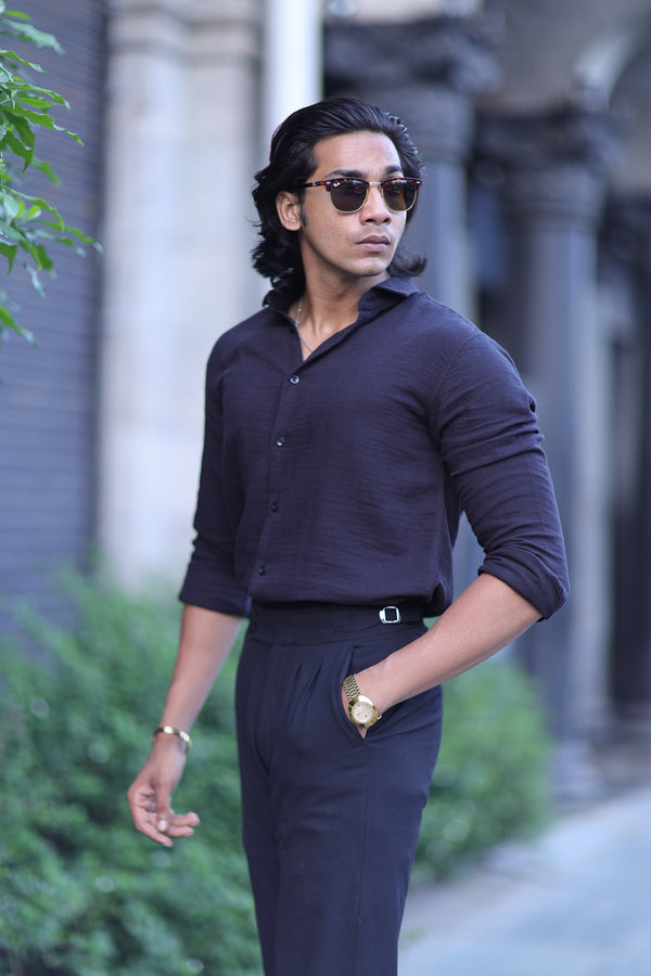 Navy Blue Checks Shirt