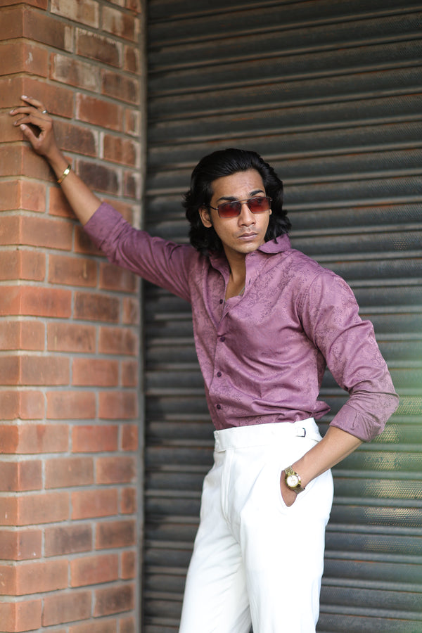 Pink Jacquard Full Sleeve Shirt