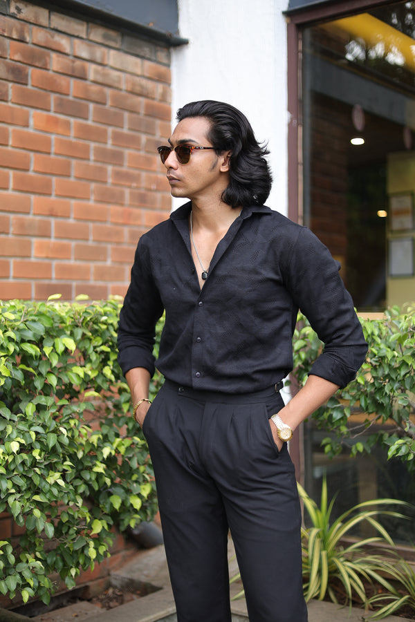 Black Dotted Full Sleeve Shirt