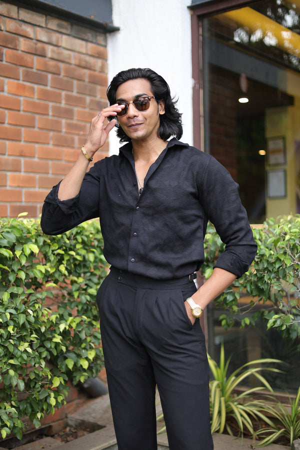 Black Dotted Full Sleeve Shirt