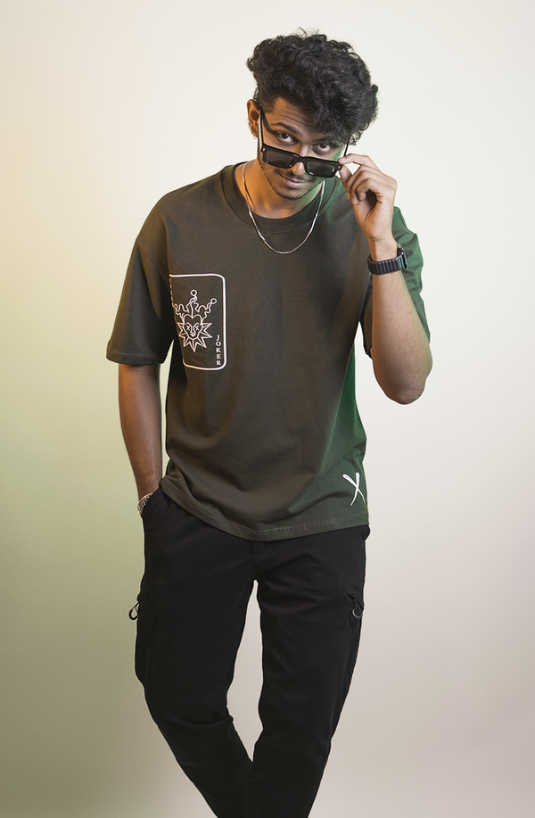 JOKER Olive Green Drop Shoulder T-shirt