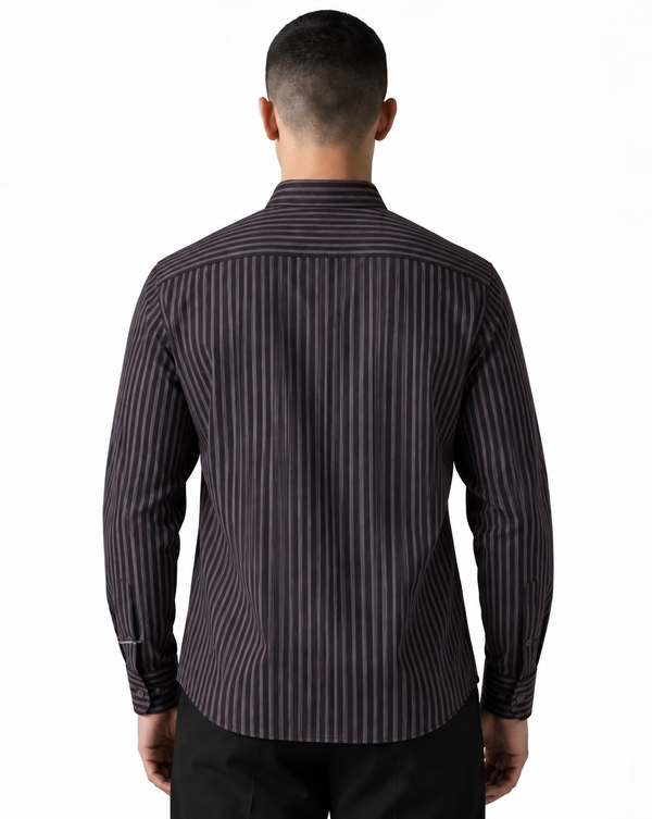 Ilyzly Purple Vertical Stripe Regular Fit Shirt