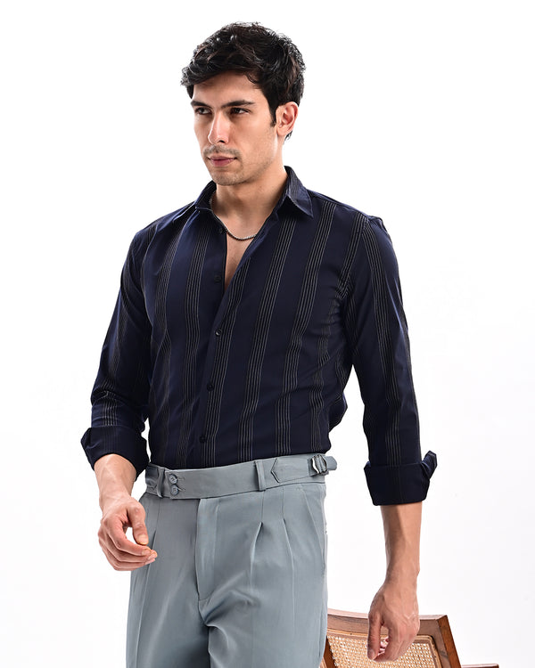 Ilyzly Monaco Pinstripe NavyBlue Shirt