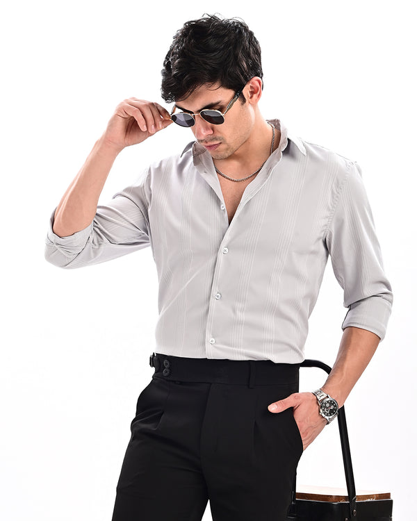 Ilyzly Monaco Pinstripe Grey Shirt