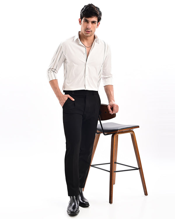 Ilyzly Monaco Pinstripe White Shirt