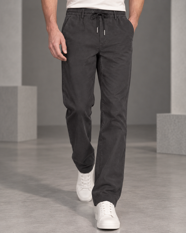 Ilyzly Grey Relaxed Tapered Drawstring Trousers