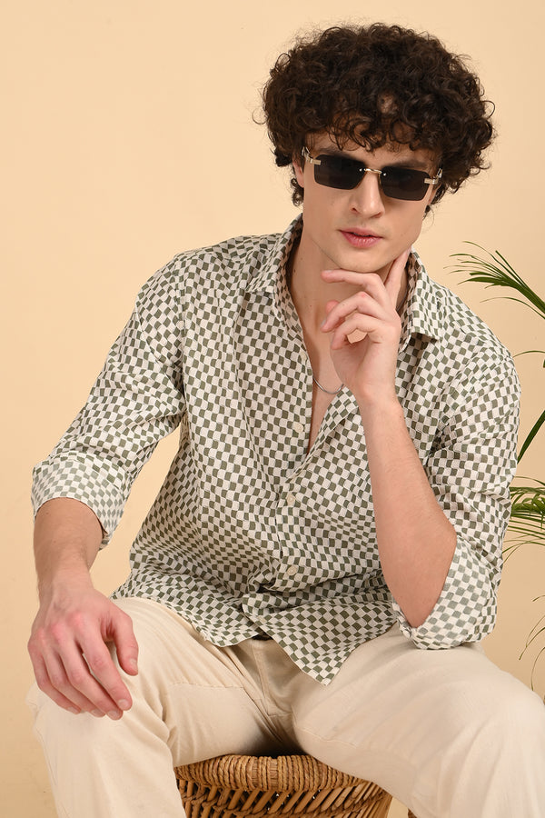ILYZLY Green Box Design Shirt