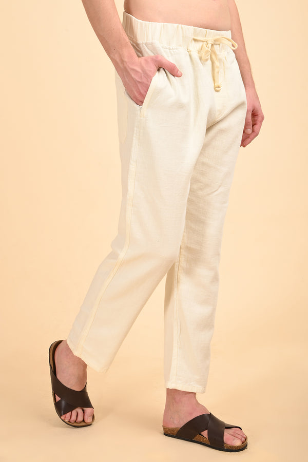 Cream Side Zip Pant