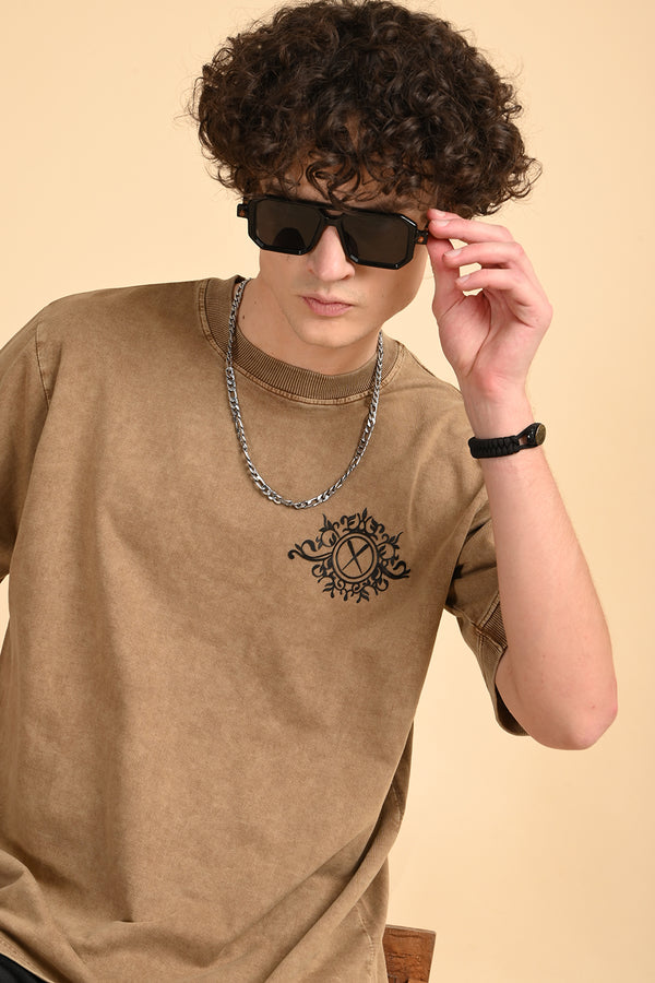 Brown Tamil Print T-Shirt