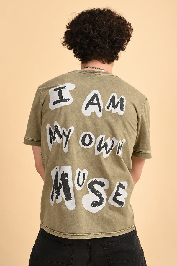 Yellow Grey Muse Print T-Shirt