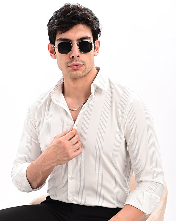 Ilyzly Monaco Pinstripe White Shirt