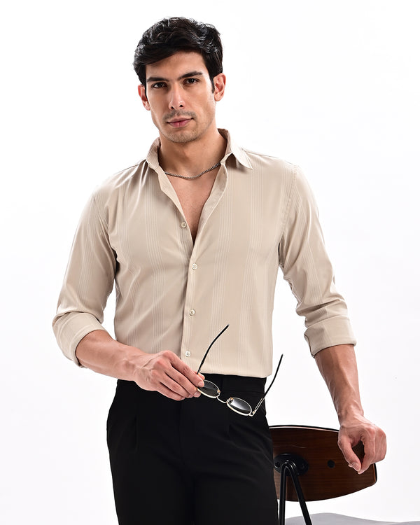 Ilyzly Monaco Pinstripe Cream Shirt