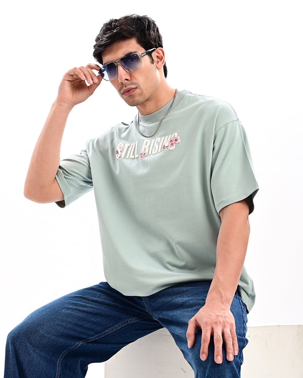Ilyzly aqua green Still Rising Printed T Shirt