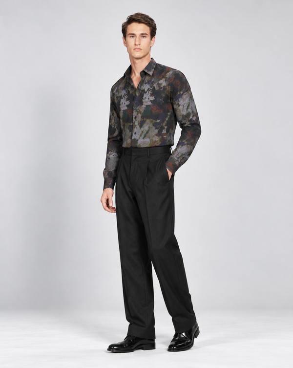 Ilyzly Abstract Charcoal Blue Print Shirt