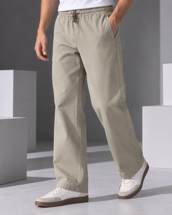 Ilyzly Beige Relaxed Fit Trouser