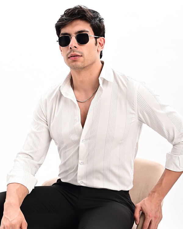Ilyzly Monaco Pinstripe White Shirt