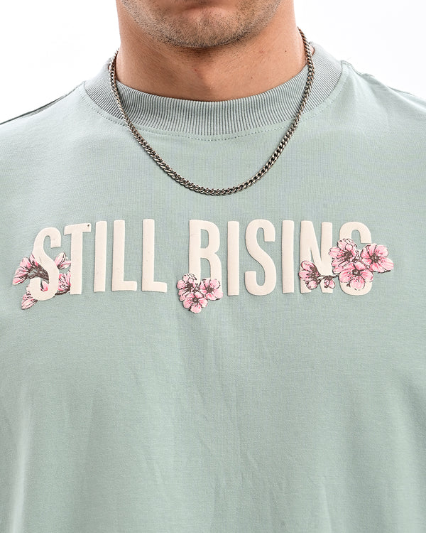 Ilyzly aqua green Still Rising Printed T Shirt