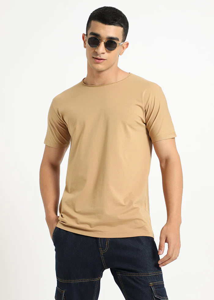 Beige Crew Neck T-shirt Ilyzly