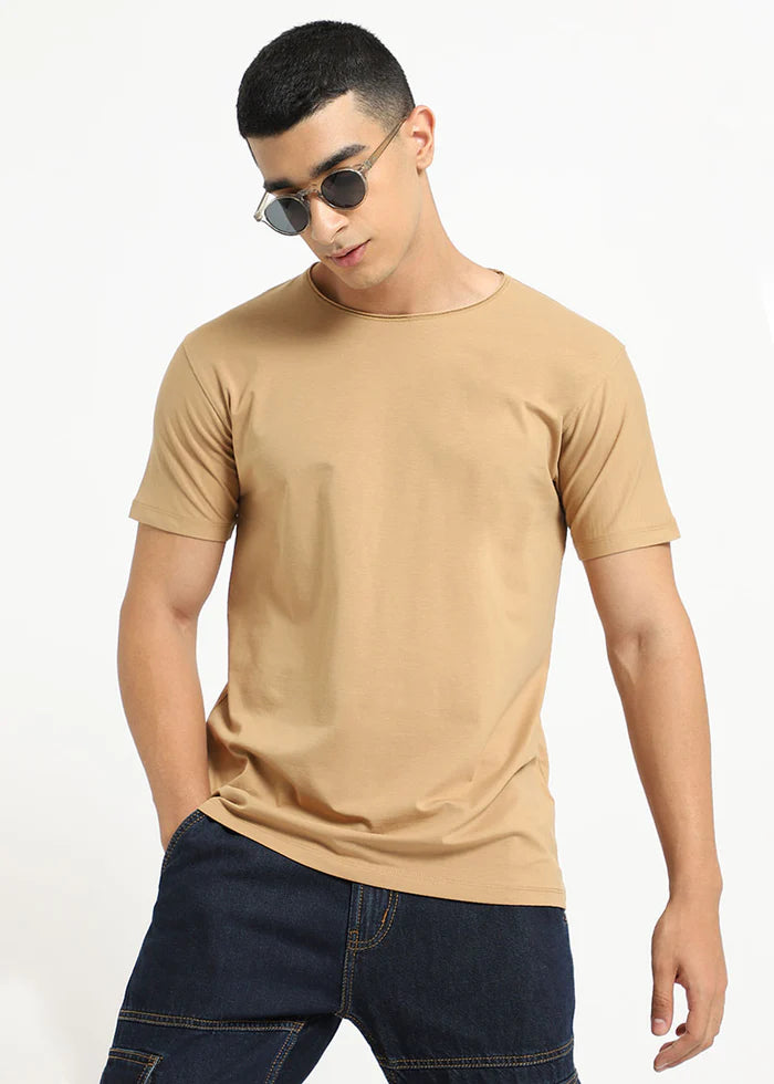 Beige Crew Neck T-shirt Ilyzly