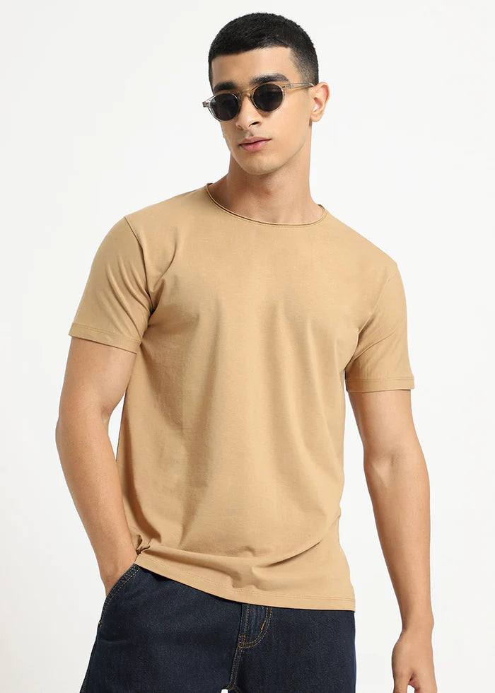 Beige Crew Neck T-shirt Ilyzly