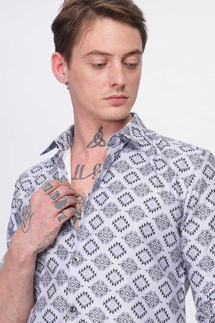 Bloom Diamond Grey Printed Shirt Ilyzly