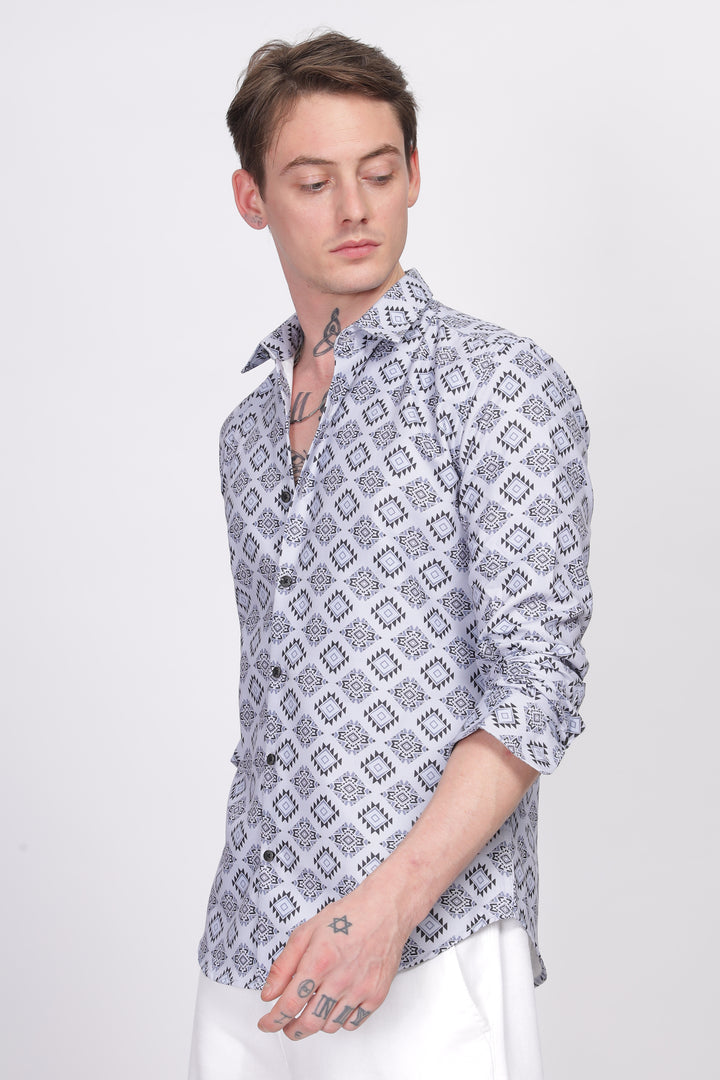 Bloom Diamond Grey Printed Shirt Ilyzly