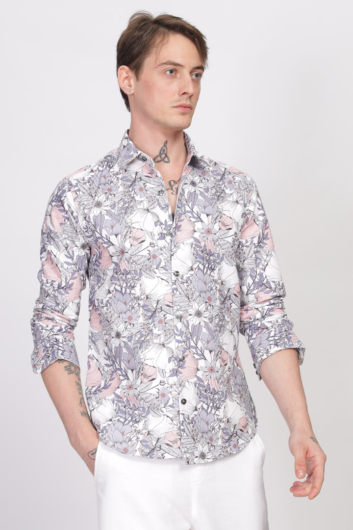 Bloom Grey Printed Shirt Ilyzly