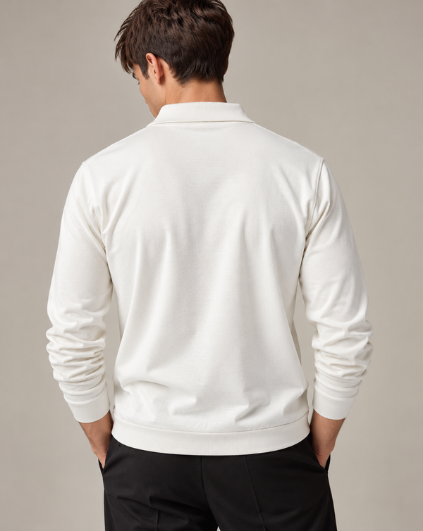 Ilyzly White Classic Ribbed Polo T Shirt