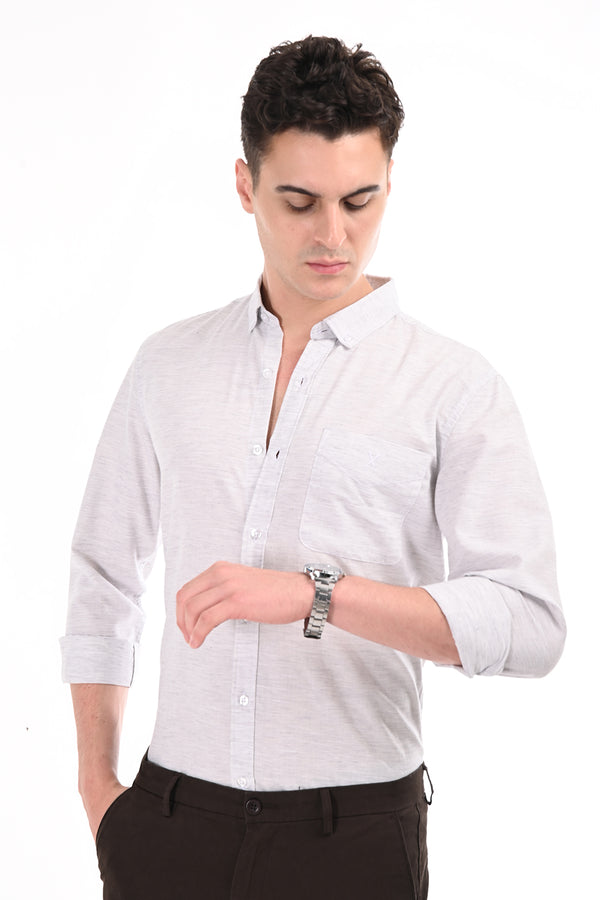 Light Gray Linen Semi Formal Shirt