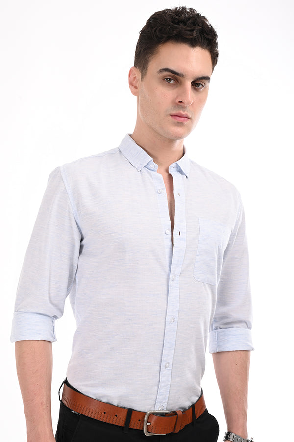 Sky Blue Linen Semi Formal Shirt