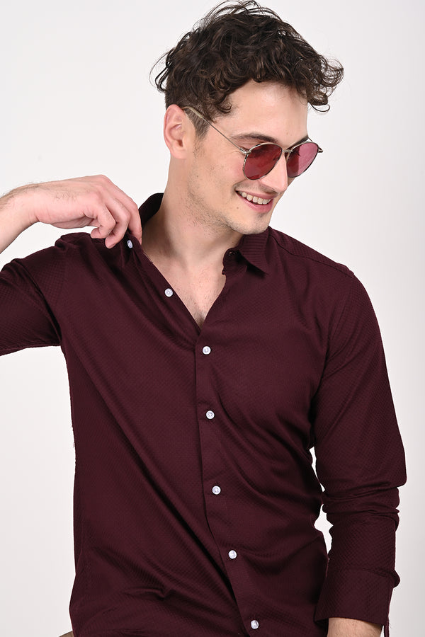 Wine Urban Grid Shirt