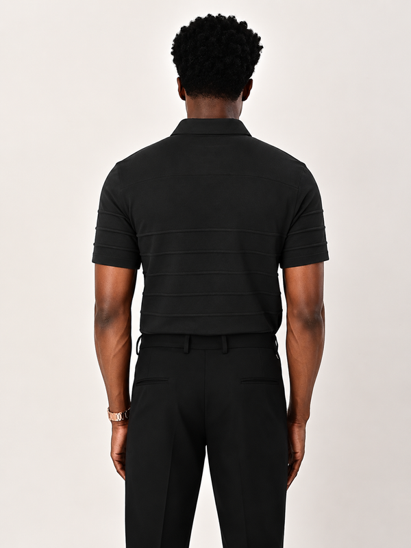 ILYZLY Rib Knit Quarter Zip Polo