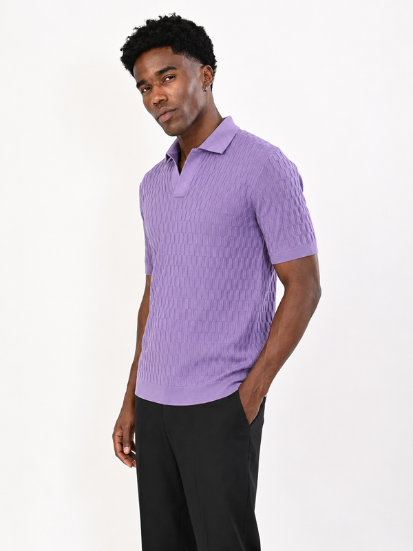 ILYZLY Basket Weave Knit Polo