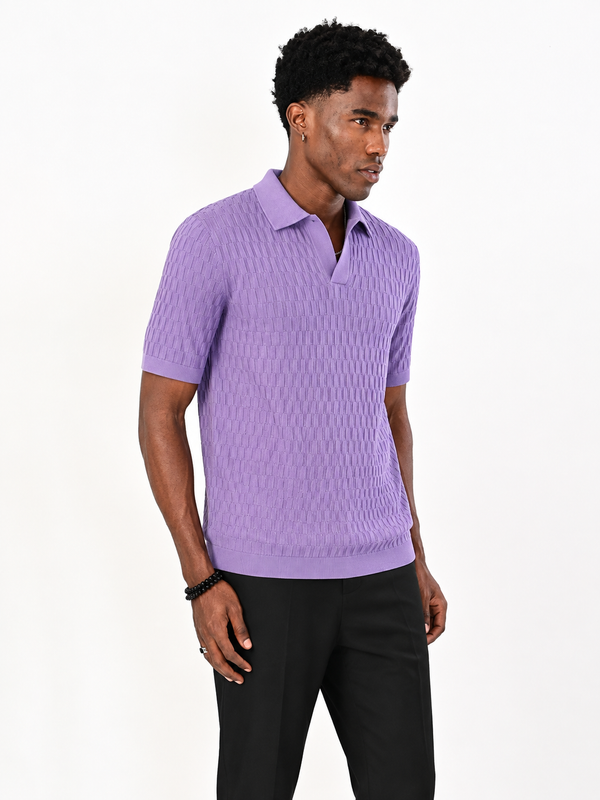 ILYZLY Basket Weave Knit Polo