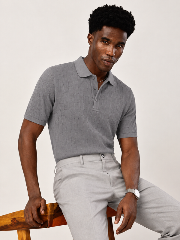 ILYZLY Checker Knit Polo