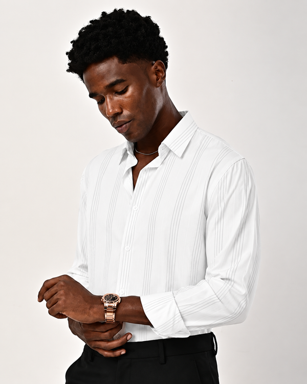 Ilyzly Monaco Pinstripe White Shirt
